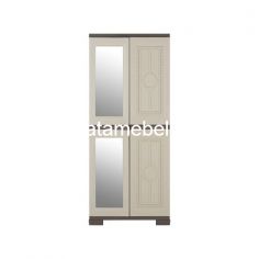 Plastic Wardrobe 2 Door + Mirror - Olymplast OMC ST 2 GRAHA / Cream / Brown